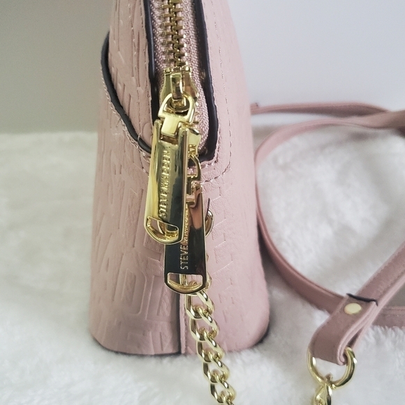 STEVE Madden Blush Pink Gold Chain Faux Leather Crossbody Bag Purse - Picture 9 of 14